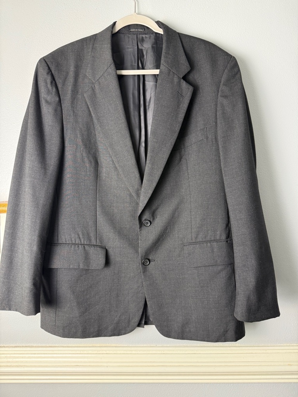 Men's Classic Charcoal Two-Button Sport Coat 100% wool